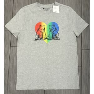Target Take Pride T-Shirt Adult Size Medium Gray Two Bears Inside Rainbow Heart
